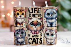 Life is Better with Cats Tumbler Wrap Sublimation Product Image 1