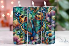 Butterflies Flowers Tumbler Wrap Sublimation, 20oz Tumbler Product Image 1