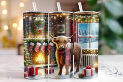 Christmas Highland Cow Tumbler Wrap | Christmas Product Image 1
