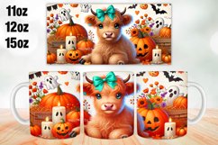 Halloween Highland Cow Mug Wrap Sublimation 11oz, 12oz, 15oz Product Image 1