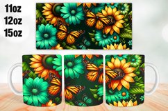 Sunflowers Butterfly Mug Wrap, Sublimation 11oz, 12oz, 15oz Product Image 1