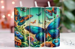 Butterflies Flowers Tumbler Wrap Sublimation, 20oz Tumbler Product Image 1