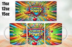 Teacher Power Mug Wrap Sublimation 11oz, 12oz, 15oz Product Image 1