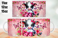 Cow Valentine Day Mug Wrap Sublimation 11oz, 12oz, 15oz Product Image 1