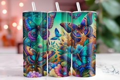 Butterflies Flowers Tumbler Wrap Sublimation, 20oz Tumbler Product Image 1