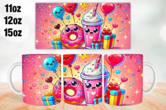 Donut &amp; Ice Cream Valentine Day Mug Wrap 11oz, 12oz, 15oz Product Image 1