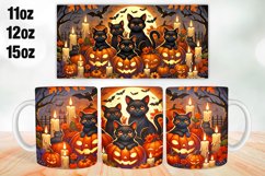 Halloween Cat Mug Wrap Sublimation 11oz, 12oz, 15oz Product Image 1