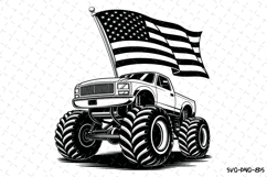 USA Flag &amp; Truck Svg Design | Svg Cut Files | Cricut Product Image 1