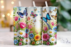 Butterfly &amp; Flowers Tumbler Wrap | Sublimation | Tumblers Product Image 1