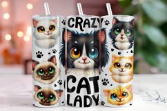 Crazy Cat Lady Tumbler Wrap Sublimation, 20oz Tumbler Wrap Product Image 1