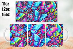 Vibrant Butterflies Mug Wrap Sublimation 11oz, 12oz, 15oz Product Image 1