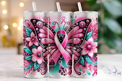 Cancer Awareness Ribbon Tumbler Wrap | Sublimation | Tumbler Product Image 1