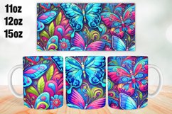 Vibrant Butterflies Mug Wrap Sublimation 11oz, 12oz, 15oz Product Image 1