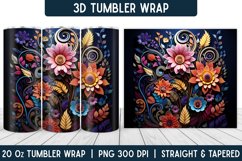 3D Flower Tumbler Wrap | Flower Tumbler | Sublimation PNG Product Image 1