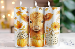Fall Highland Cow Tumbler Wrap | Sublimation | Tumblers Product Image 1