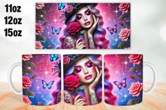 Girl &amp; Flowers Valentine Day Mug Wrap 11oz, 12oz, 15oz Product Image 1