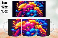 Neon Florals Mug Wrap, Sublimation 11oz, 12oz, 15oz Product Image 1