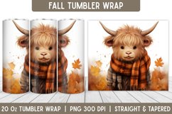Cute Highland Cow Tumbler Wrap | Pumpkin | Fall | Halloween Product Image 1