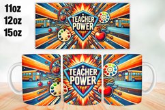 Teacher Power Mug Wrap Sublimation 11oz, 12oz, 15oz Product Image 1