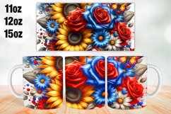 4th of July Flowers Mug Wrap Sublimation 11oz, 12oz, 15oz Product Image 1