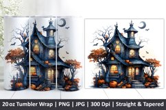 Halloween Tumbler Wrap | Halloween Hunted House | Tumbler Product Image 1