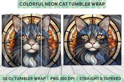Stained Glass Cat Tumbler Wrap | Stained Glass | Tumbler Product Image 1