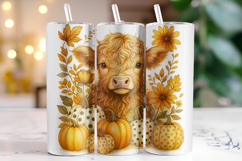 Fall Highland Cow Tumbler Wrap | Sublimation | Tumblers Product Image 1