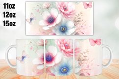 Flowers Mug Wrap Sublimation 11oz, 12oz, 15oz Product Image 1