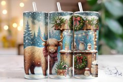Christmas Highland Cow Tumbler Wrap | Christmas Product Image 1