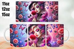 Girl &amp; Flowers Valentine Day Mug Wrap 11oz, 12oz, 15oz Product Image 1