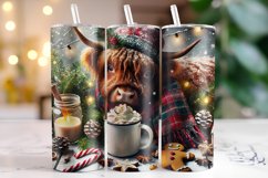 Christmas Highland Cow Tumbler Wrap | Christmas Product Image 1