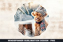 Christmas Highland Cow Wind Spinner Sublimation Design Product Image 1