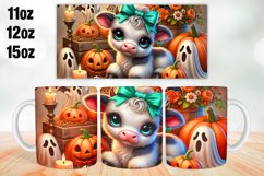 Halloween Highland Cow Mug Wrap Sublimation 11oz, 12oz, 15oz Product Image 1