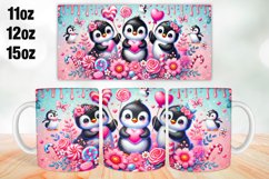 Penguin Valentine Day Mug Wrap Sublimation 11oz, 12oz, 15oz Product Image 1
