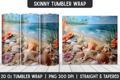 Beach Tumbler Wrap | 3D Sublimation | Skinny Tumbler Product Image 1