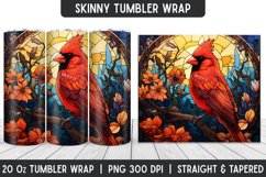 Red Cardinal Stained Glass Tumbler Wrap | Sublimation Product Image 1