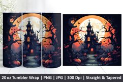 Halloween Tumbler Wrap | Halloween Hunted House | Tumbler Product Image 1