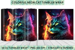 Neon Cat Tumbler Wrap | Tumbler Wrap | Sublimation Tumbler Product Image 1