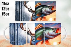 Deer Fish Mug Wrap Sublimation 11oz, 12oz, 15oz Product Image 1