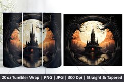 Halloween Tumbler Wrap | Halloween Hunted House | Tumbler Product Image 1