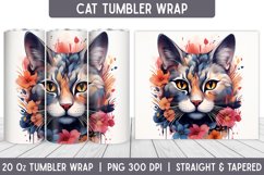 Cat Tumbler Wrap | Floral Tumbler | Sublimation Tumbler Product Image 1