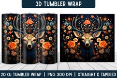 3D Deer Tumbler Wrap | Flower Tumbler | Sublimation Tumbler Product Image 1