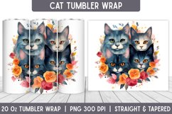 Cats Tumbler Wrap | Floral Tumbler | Sublimation Tumbler Product Image 1