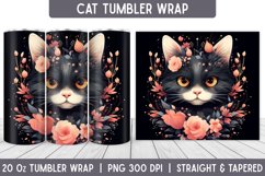 Cat Tumbler Wrap | Floral Tumbler | Sublimation Tumbler Product Image 1