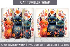 Cats Tumbler Wrap | Floral Tumbler | Sublimation Tumbler Product Image 1