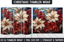 Christmas Flowers Stained Glass Tumbler Wrap | Sublimation Product Image 1