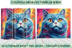 Neon Cat Tumbler Wrap | Tumbler Wrap | Sublimation Tumbler Product Image 1