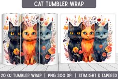 Cats Tumbler Wrap | Floral Tumbler | Sublimation Tumbler Product Image 1