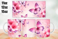 Butterflies Florals Mug Wrap Sublimation 11oz, 12oz, 15oz Product Image 1