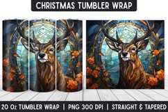 Christmas Deer Stained Glass Tumbler Wrap | Sublimation Product Image 1